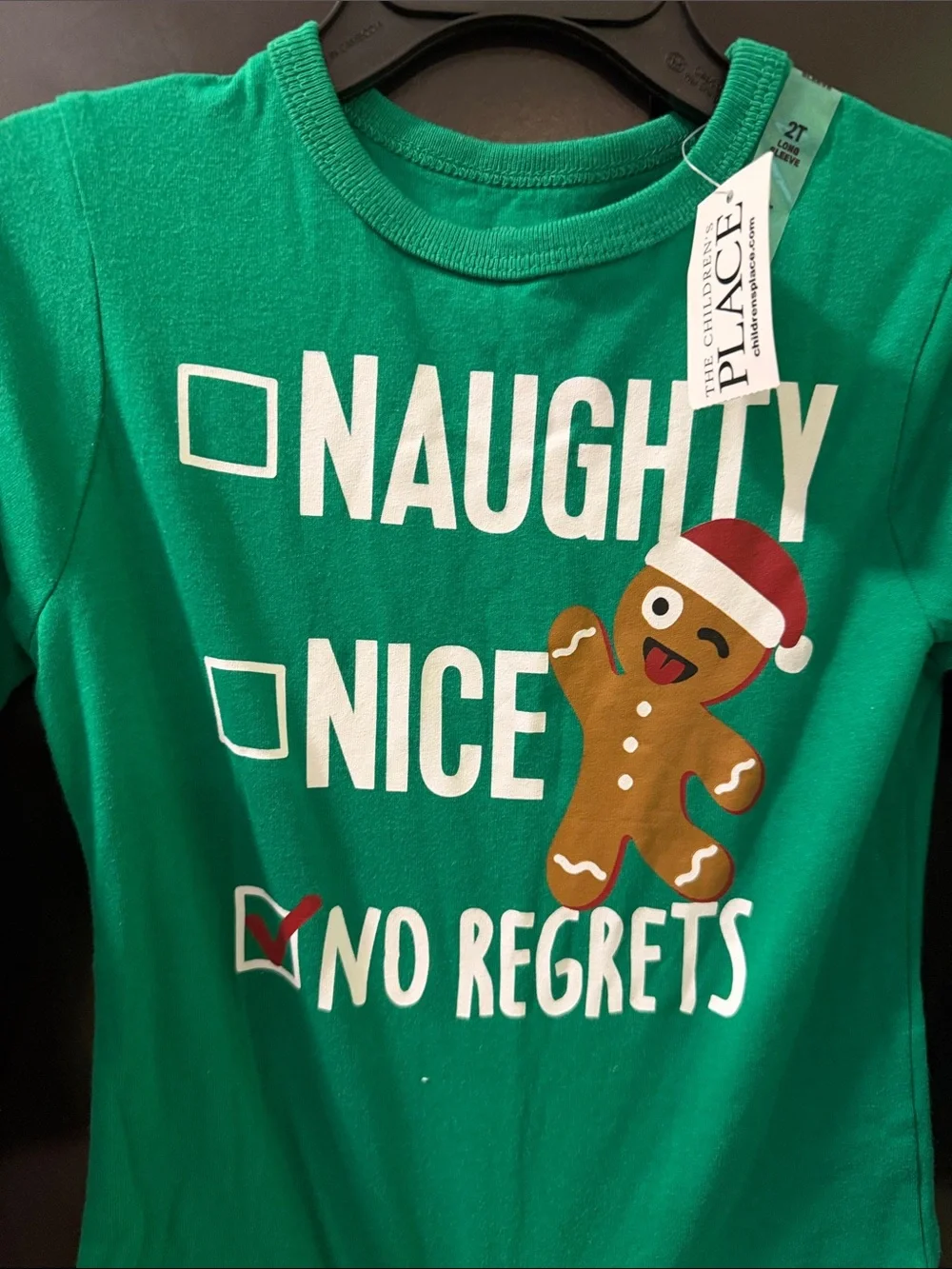 Childrens  place Child’s 2T Gingerbread man Shirt size 2T green